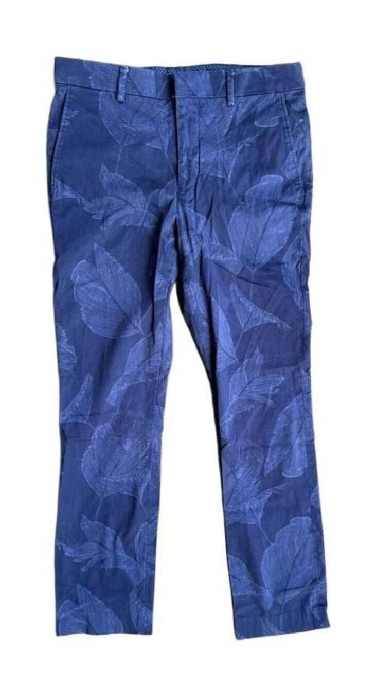 Murano Evan Fit Blue Leaf Print Casual Pants